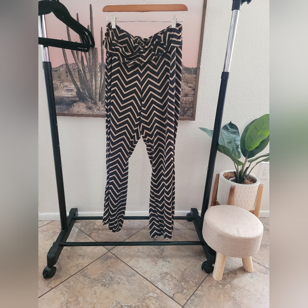 Chevron Black & Cream Pants